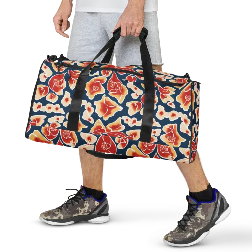 Navy Bloom on a Duffle Bag