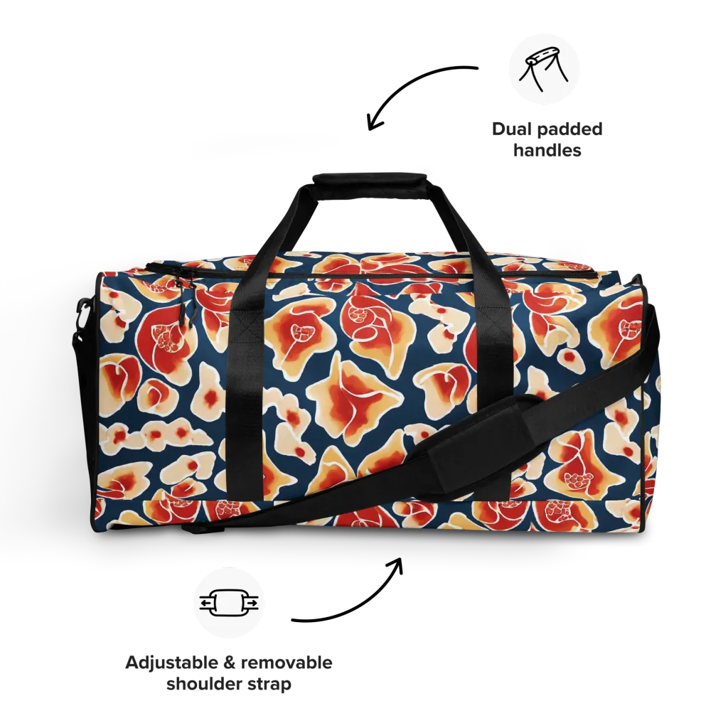 Navy Bloom on Duffle Bag — Front