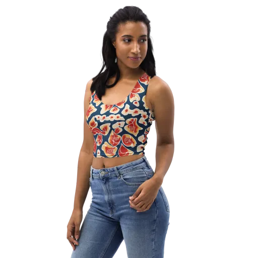 Navy Bloom on a Crop Top