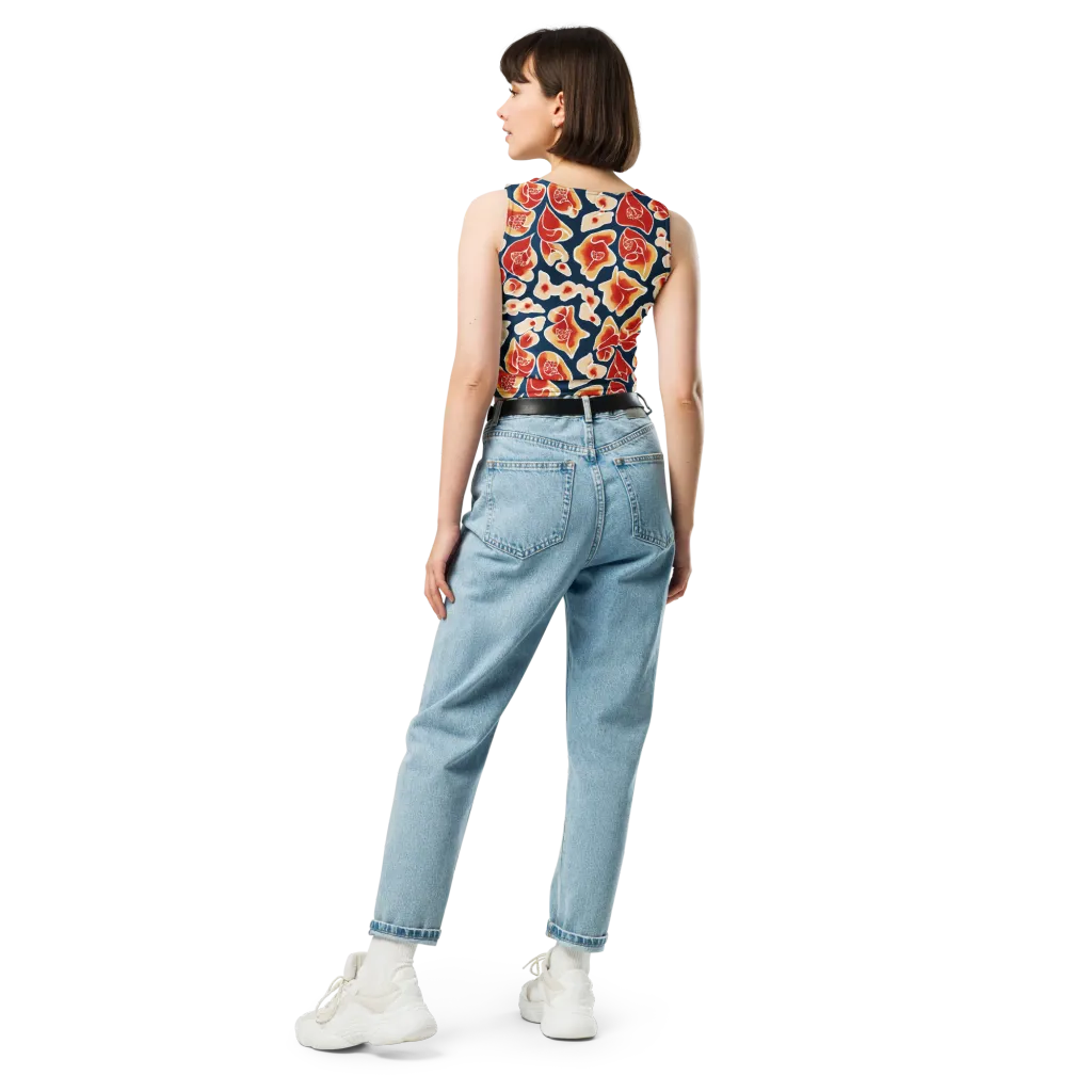 Navy Bloom on Crop Top — Back