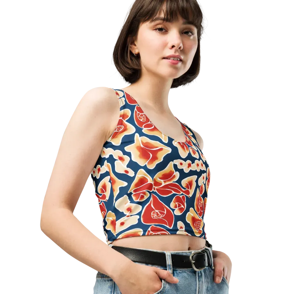 Navy Bloom on Crop Top — Right Front