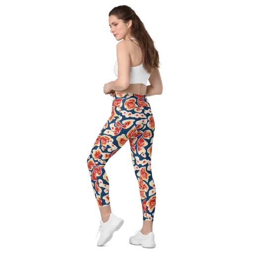 Navy Bloom on a Leggings with Pockets