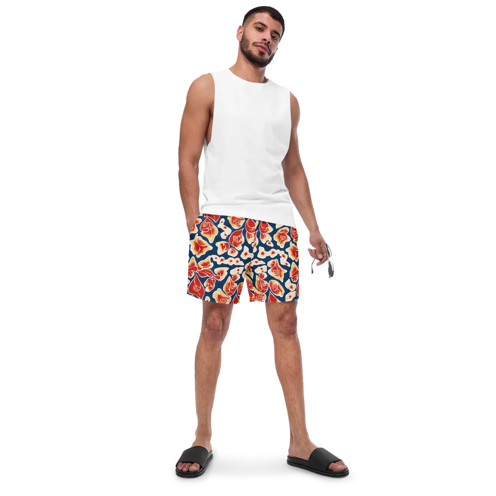 Navy Bloom on Swim Trunks — Front