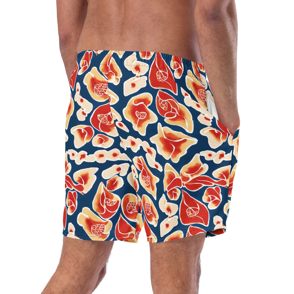 Navy Bloom on Swim Trunks — Right Back