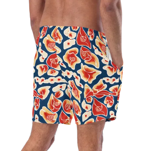 Navy Bloom on a Swim Trunks