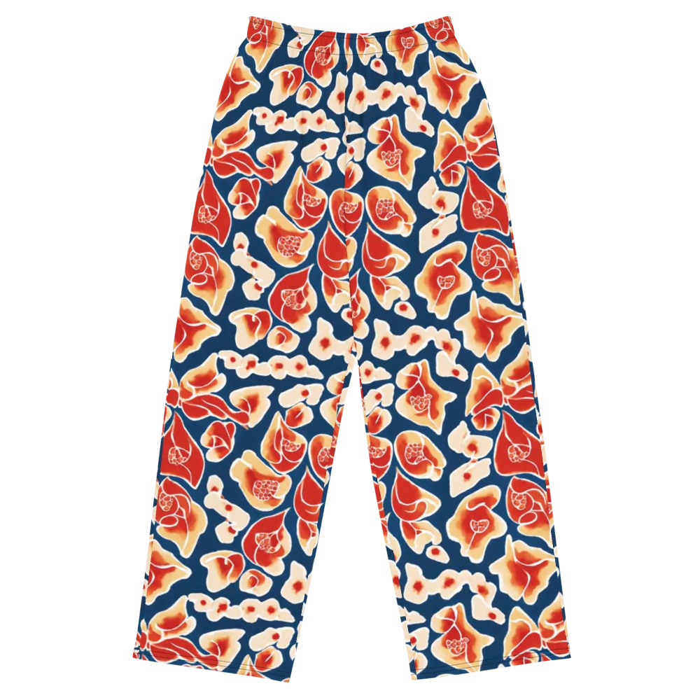 Navy Bloom on Wide-Leg Pants — Front