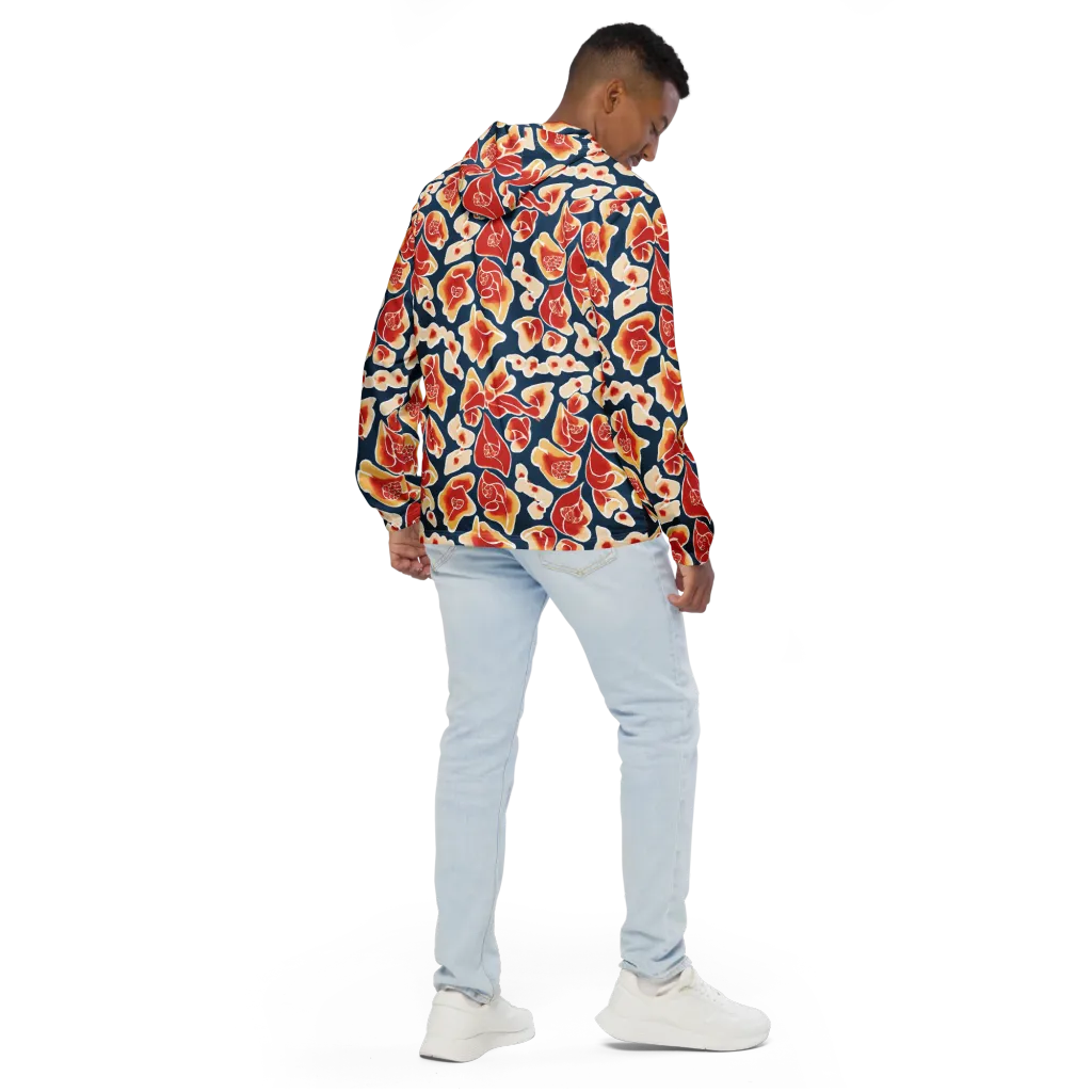Navy Bloom on Men's Windbreaker — Back