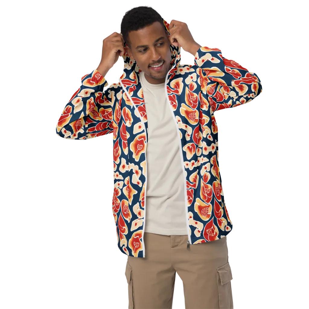 Navy Bloom on Men's Windbreaker — Front