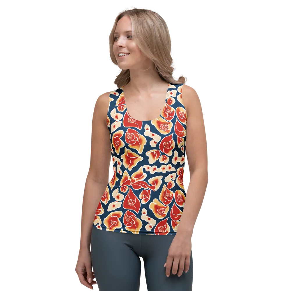 Navy Bloom on Women's Tank Top — Front