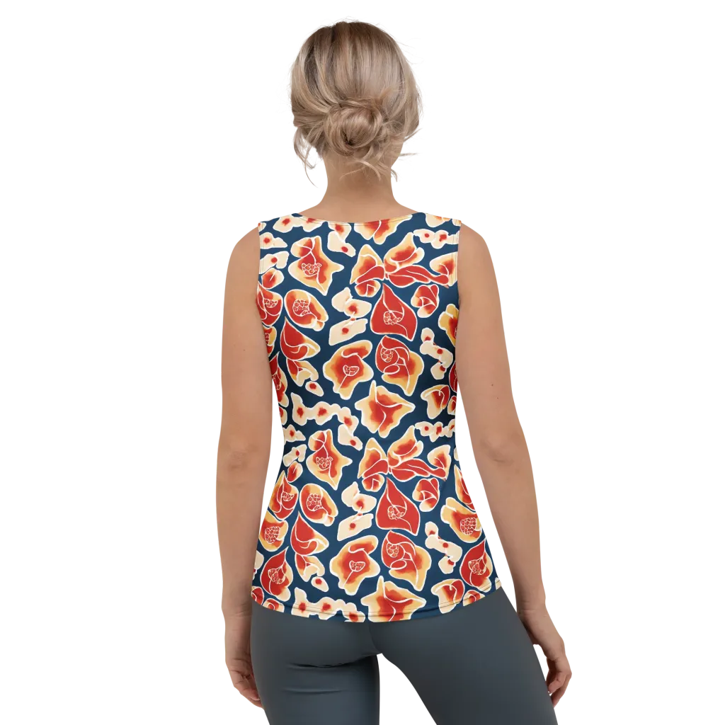 Navy Bloom on Women's Tank Top — Back