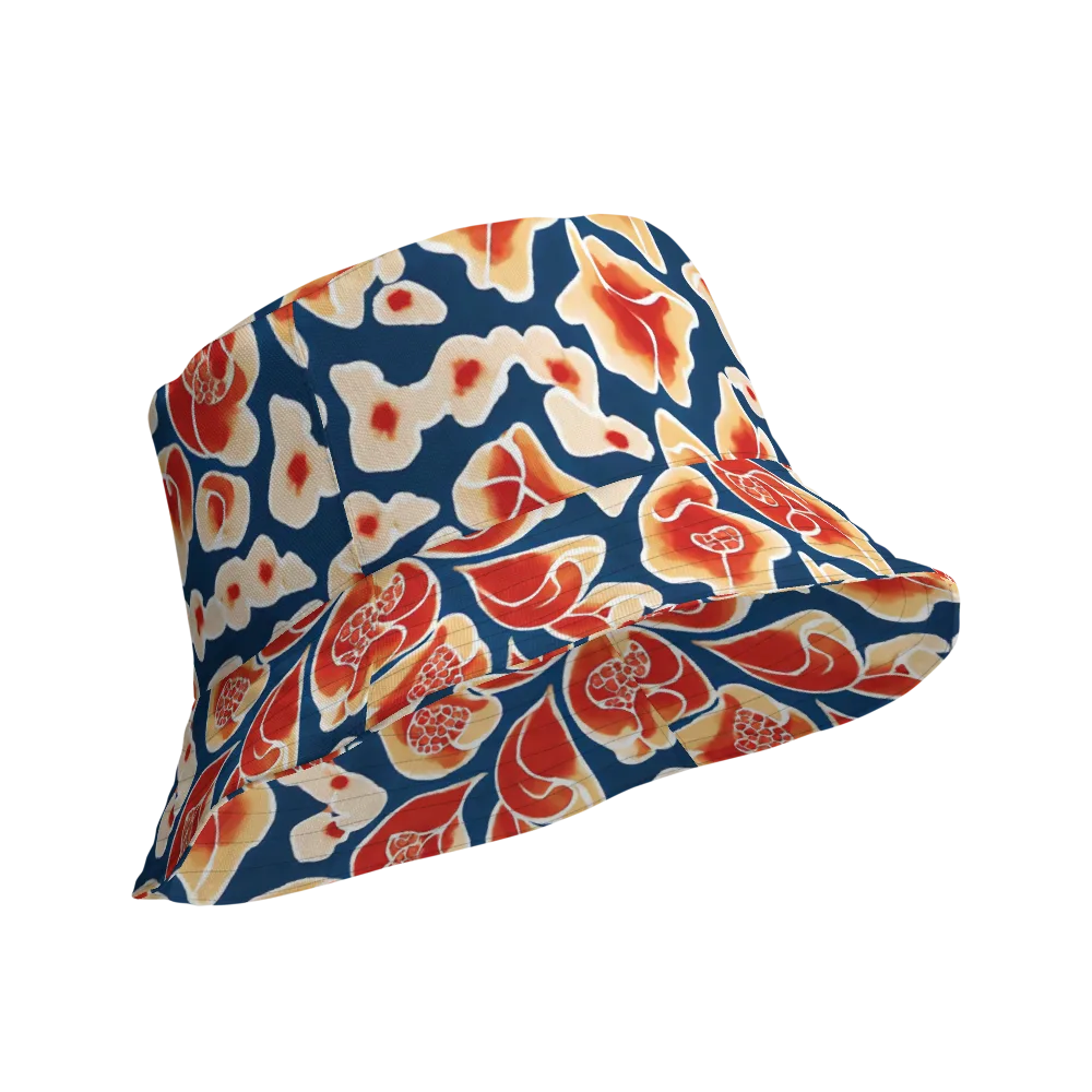 Navy Bloom on Reversible Bucket Hat — Product details Outside