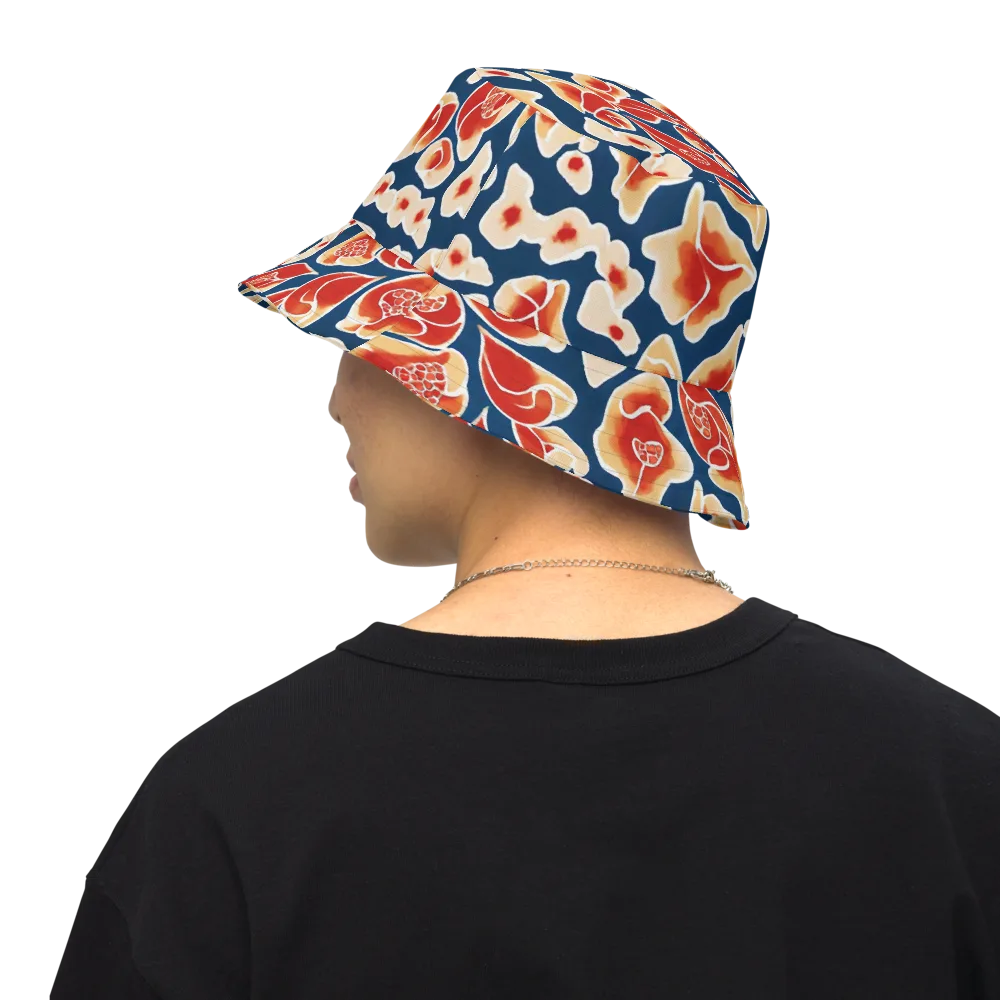 Navy Bloom on Reversible Bucket Hat — Back Inside