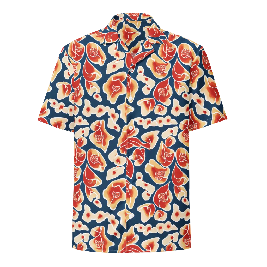 Navy Bloom on Button Shirt — Front