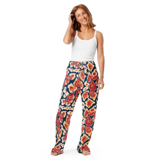 Navy Bloom on a Women's Pajama Pants