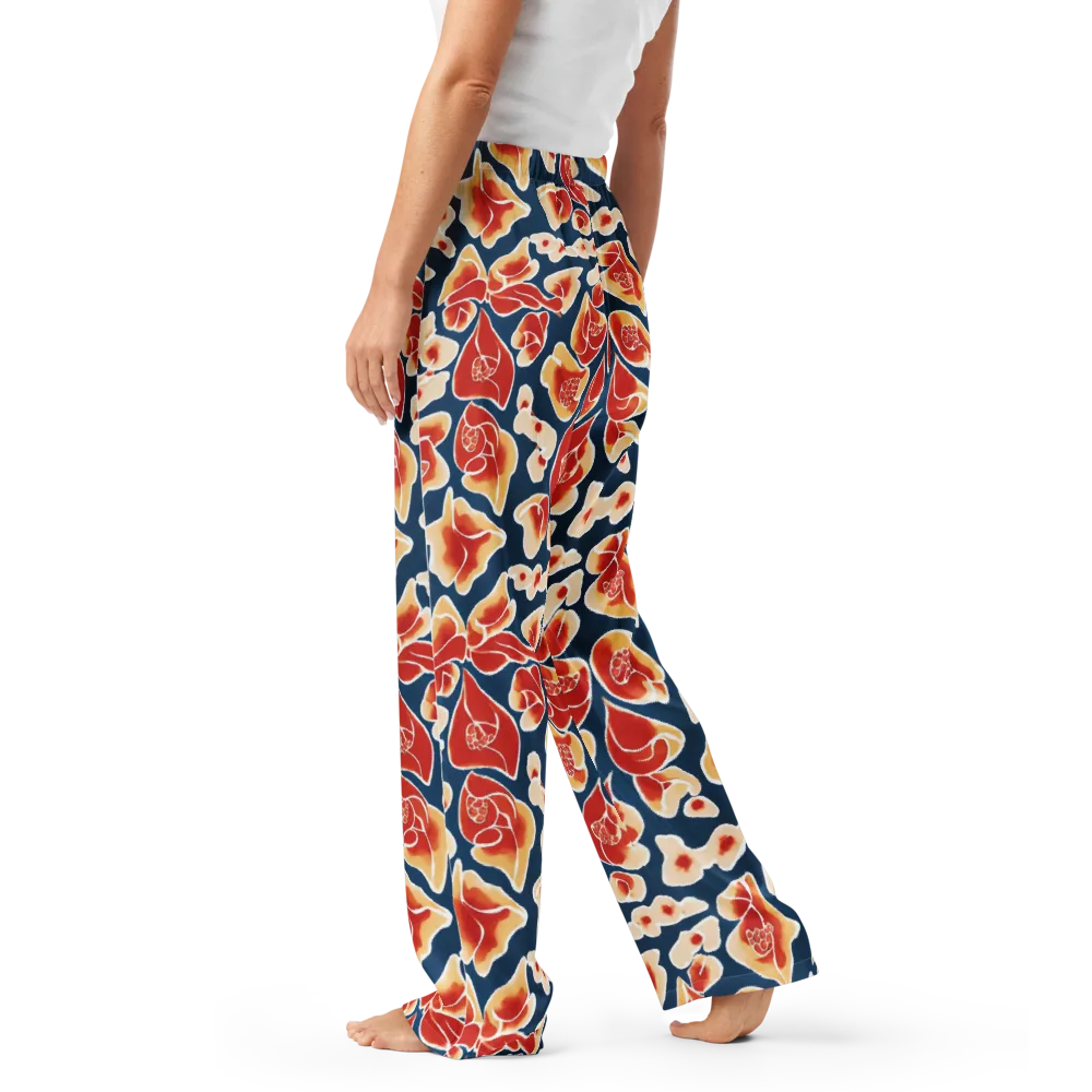 Navy Bloom on Women's Pajama Pants — Left