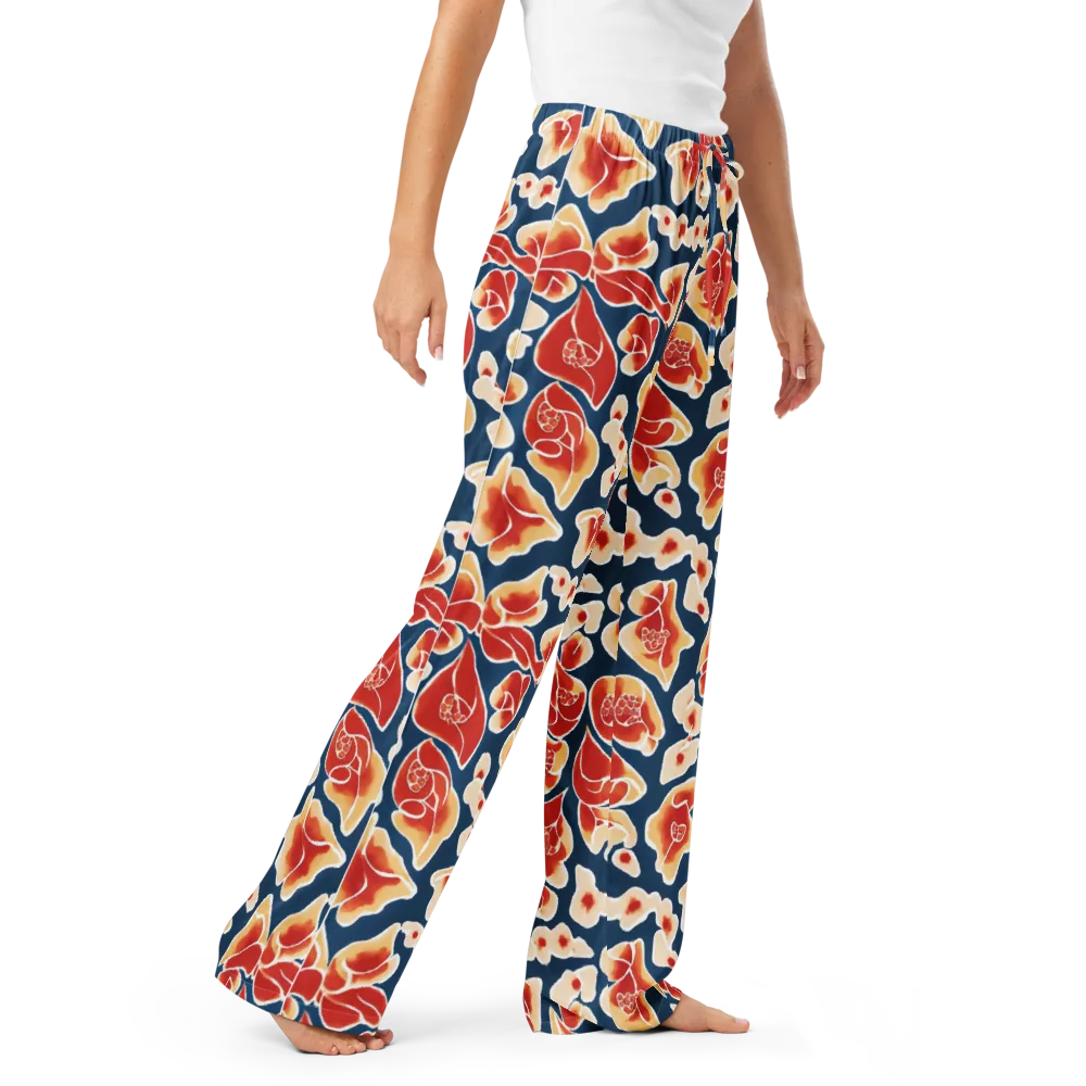 Navy Bloom on Women's Pajama Pants — Right Front