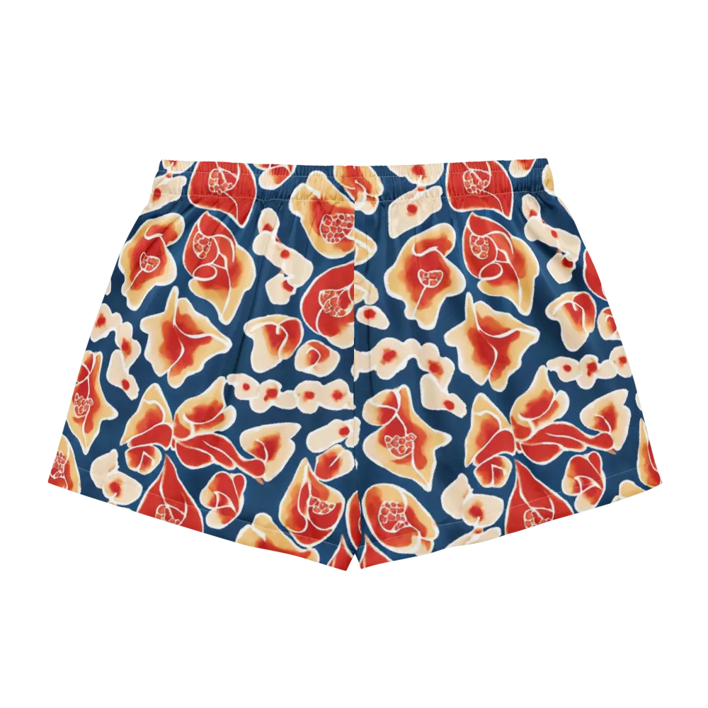 Navy Bloom on Women's Pajama Shorts — Back
