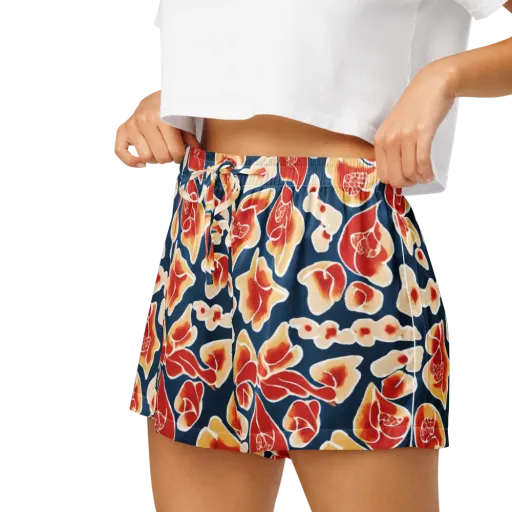 Navy Bloom on a Women's Pajama Shorts