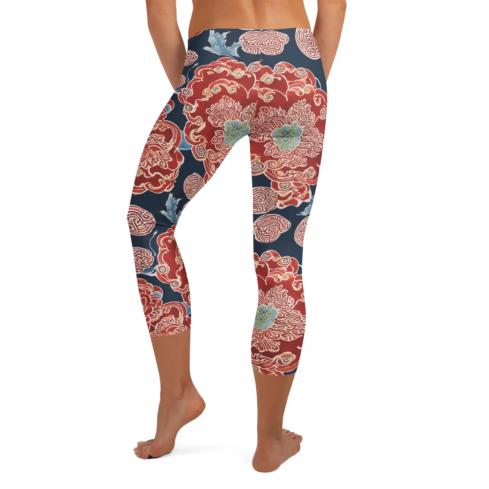 Crimson Labyrinth on Capri Leggings — Back