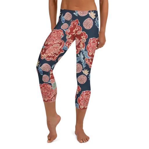 Crimson Labyrinth on a Capri Leggings