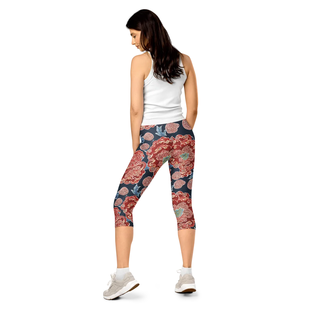 Crimson Labyrinth on Capri Leggings — Back