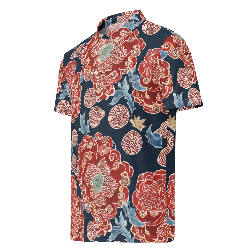 Crimson Labyrinth on Men's Slim Fit Polo Shirt — Left Front