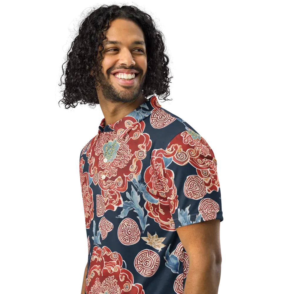 Crimson Labyrinth on Men's Slim Fit Polo Shirt — Left Front