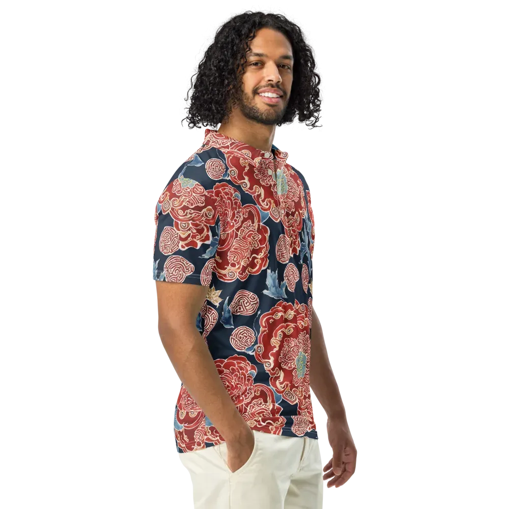 Crimson Labyrinth on Men's Slim Fit Polo Shirt — Right Front
