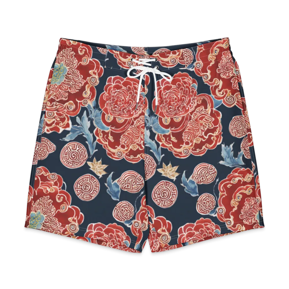 Crimson Labyrinth on Men's Board Shorts — Front