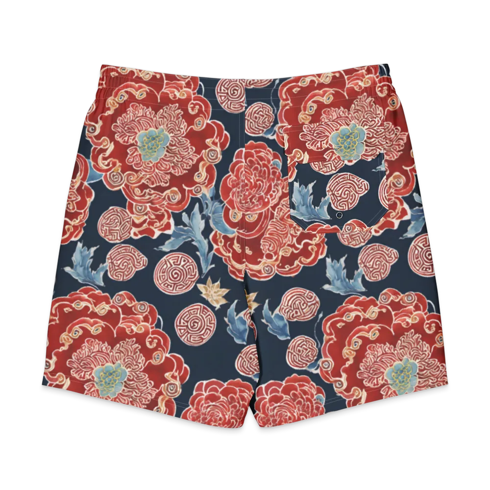Crimson Labyrinth on Men's Board Shorts — Back