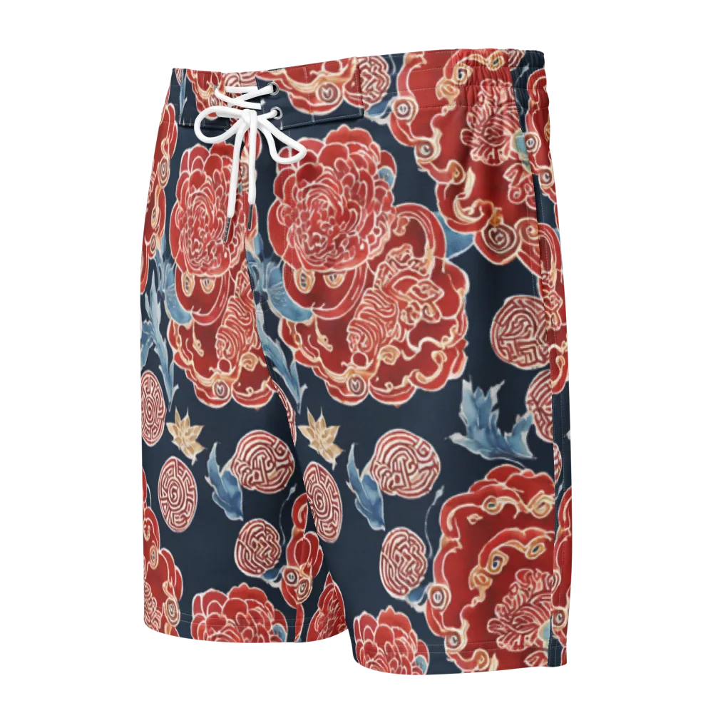 Crimson Labyrinth on Men's Board Shorts — Front