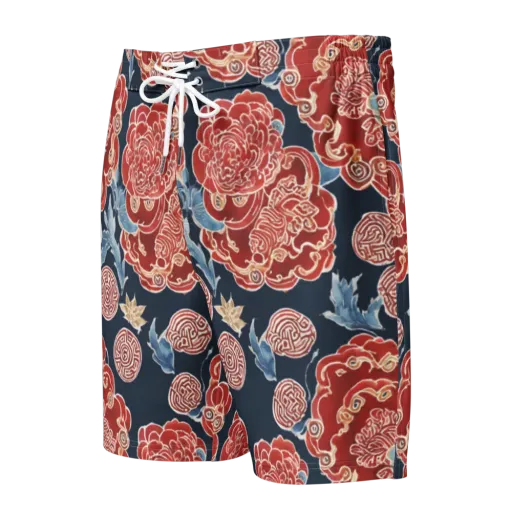 Crimson Labyrinth on a Men's Board Shorts