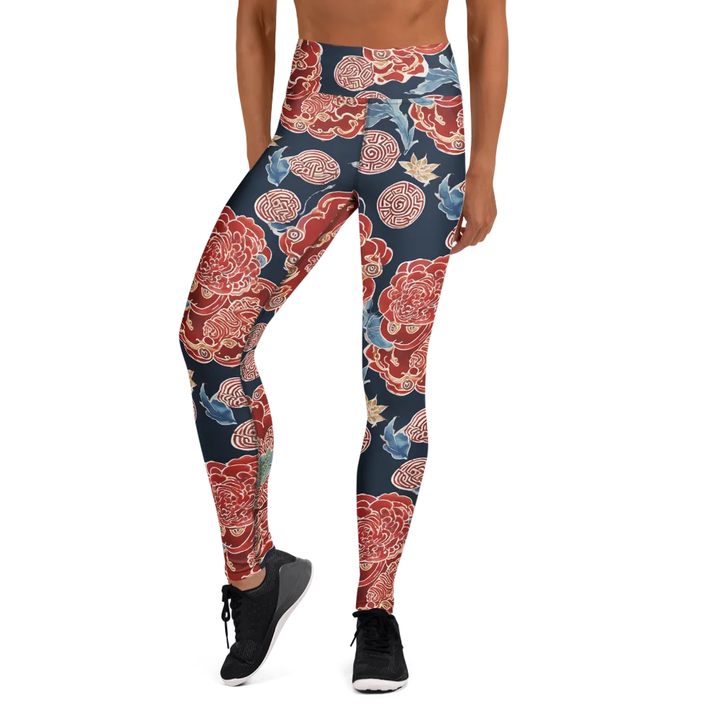 Crimson Labyrinth on Yoga Leggings — Front
