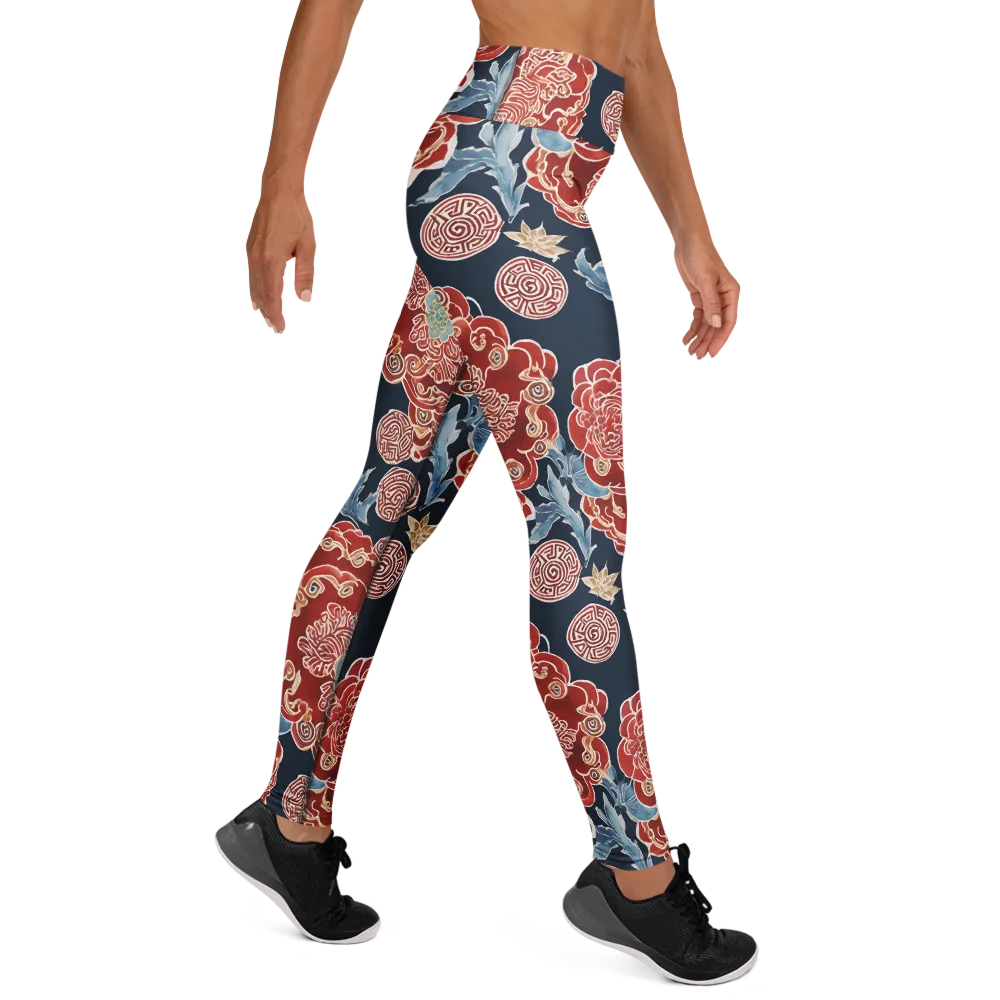 Crimson Labyrinth on Yoga Leggings — Right