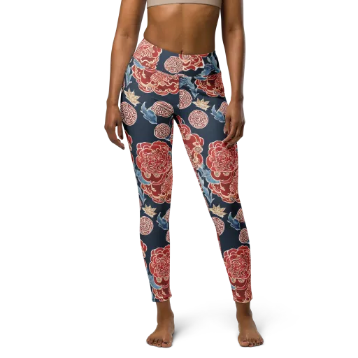 Crimson Labyrinth on a Yoga Leggings