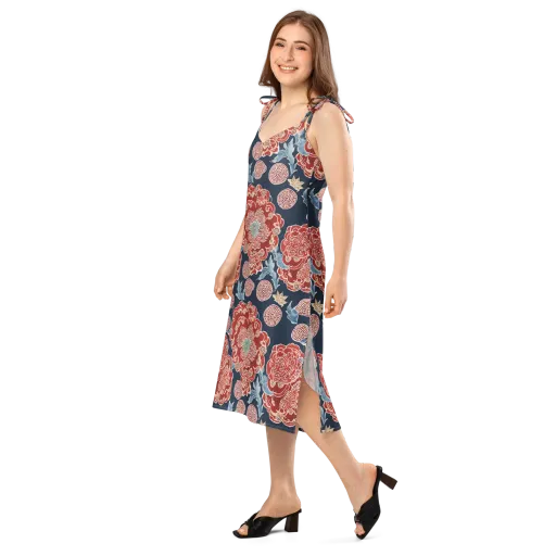 Crimson Labyrinth on a Slip Dress