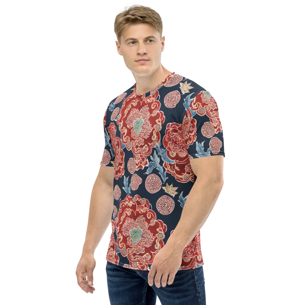 Crimson Labyrinth on Men's Crew Neck T-Shirt — Left