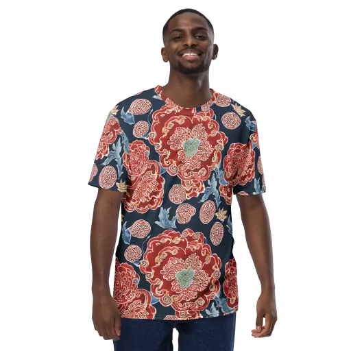 Crimson Labyrinth on a Men's Crew Neck T-Shirt