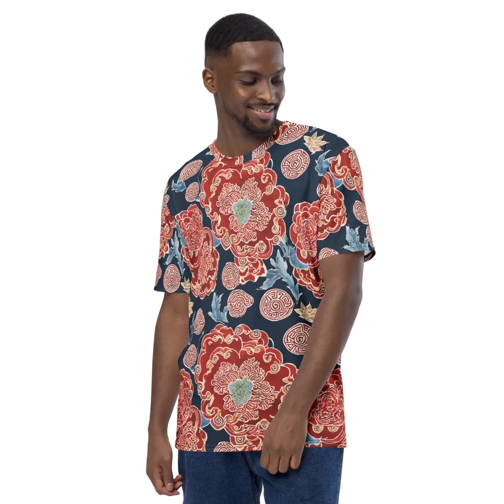 Crimson Labyrinth on Men's Crew Neck T-Shirt — Left