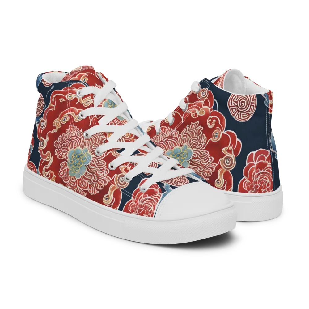 Crimson Labyrinth on Men's High Top Canvas Shoes — Right