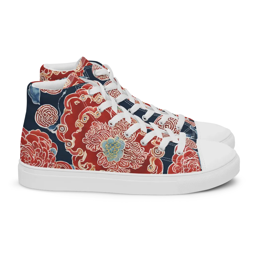 Crimson Labyrinth on Women's High Top Canvas Shoes — Right