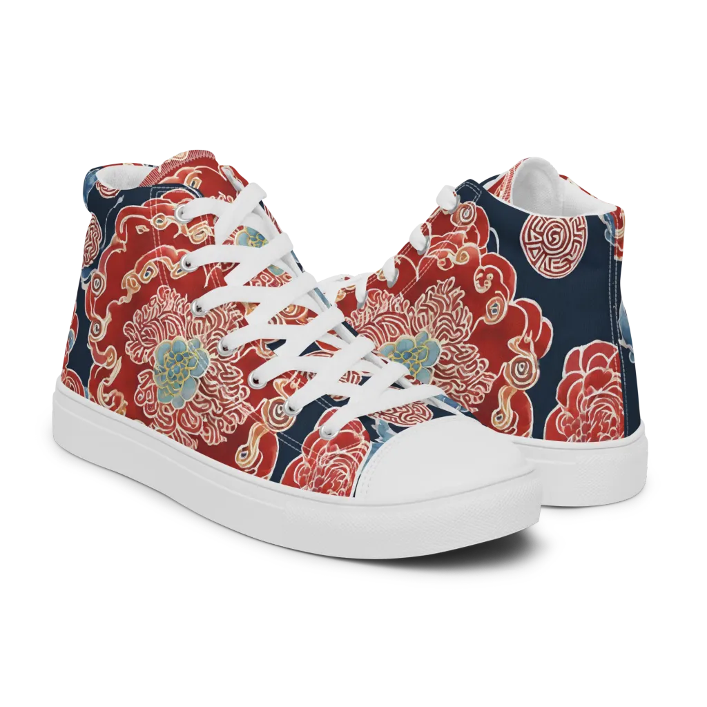 Crimson Labyrinth on Women's High Top Canvas Shoes — Right
