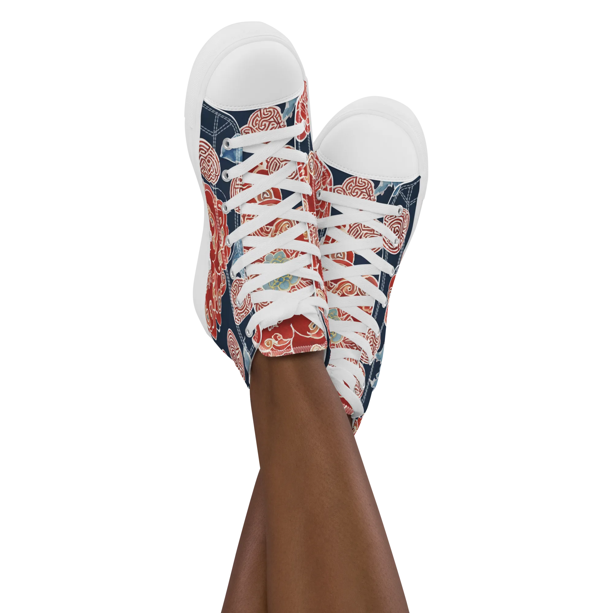 Crimson Labyrinth on Women's High Top Canvas Shoes — Front