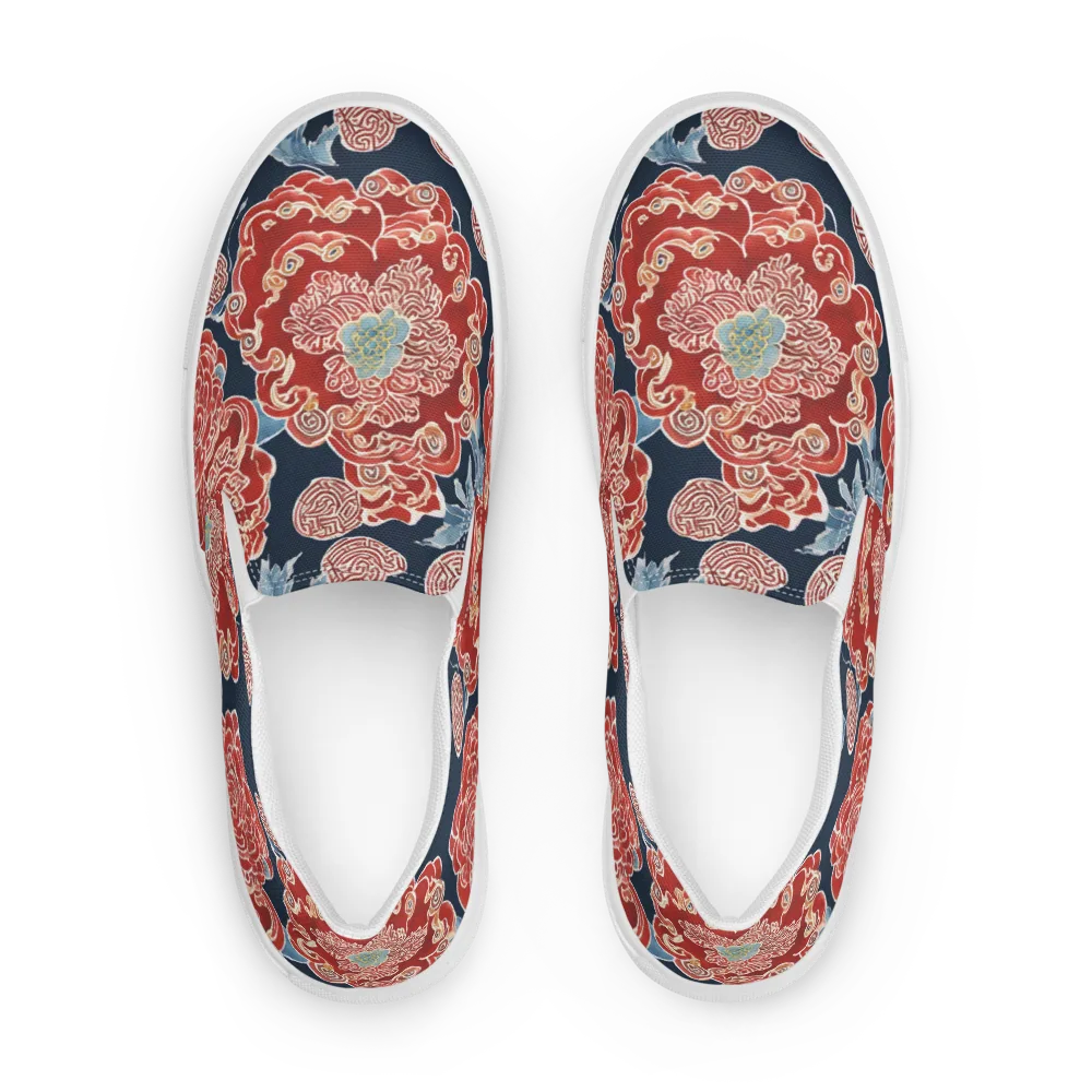 Crimson Labyrinth on Men's Slip-On Canvas Shoes — Front