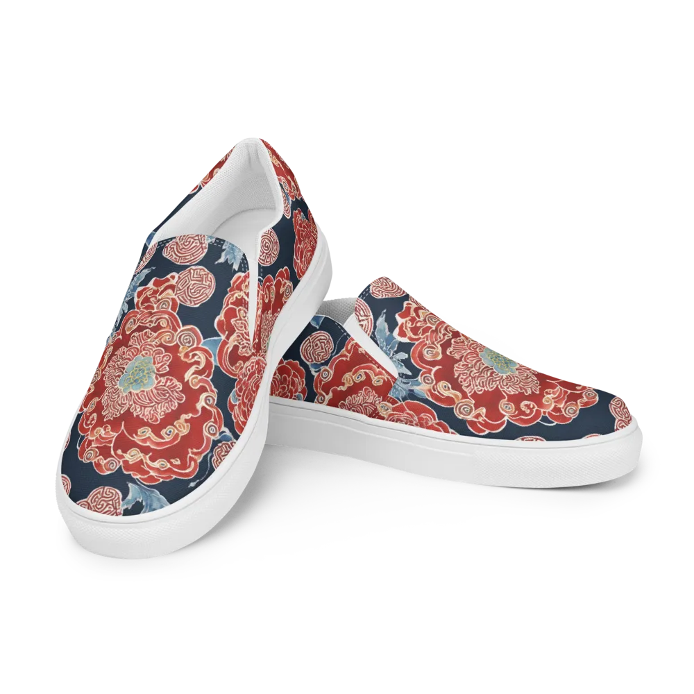Crimson Labyrinth on Men's Slip-On Canvas Shoes — Left Front