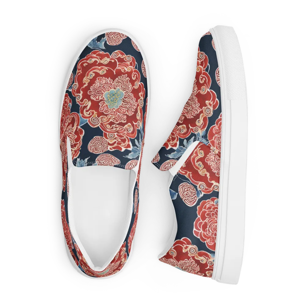 Crimson Labyrinth on Men's Slip-On Canvas Shoes — Front