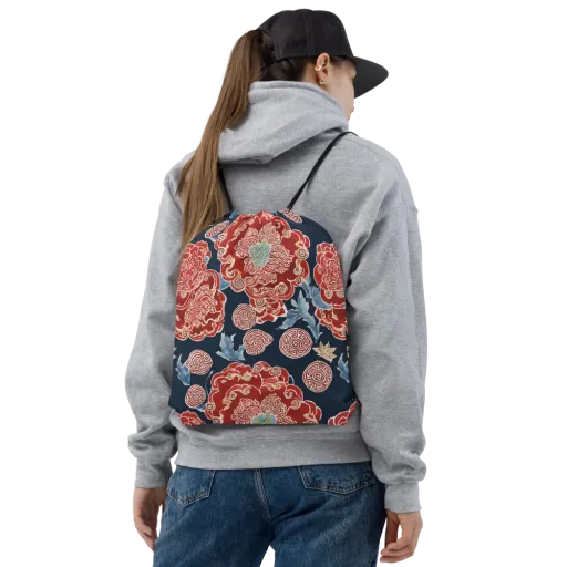 Crimson Labyrinth on a Drawstring Bag