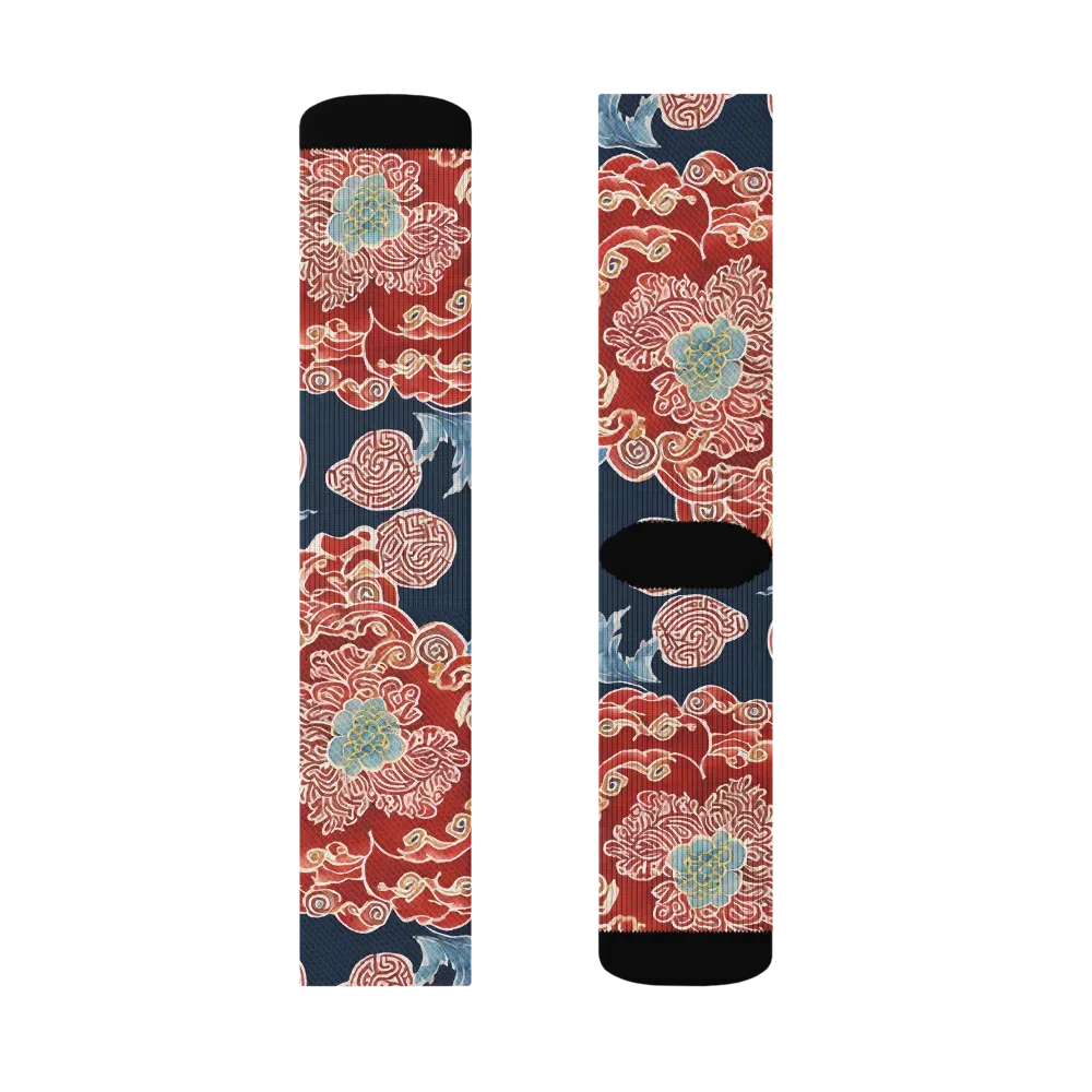 Crimson Labyrinth on Socks — Right Sock