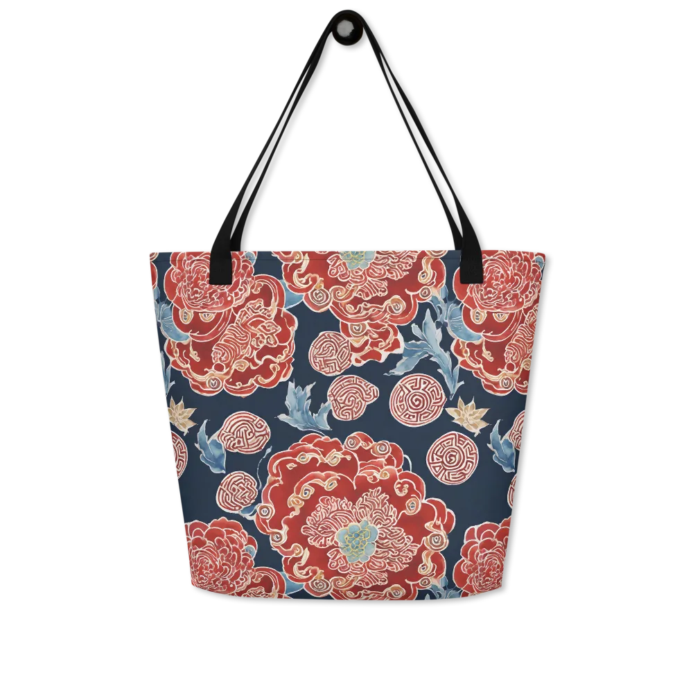 Crimson Labyrinth on Large Tote Bag W/ Pocket — Front