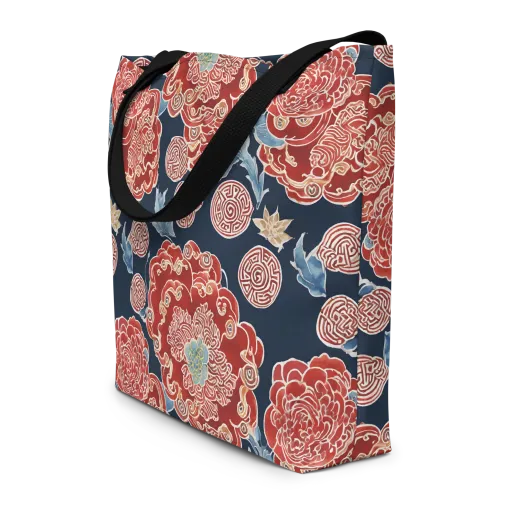 Crimson Labyrinth on a Large Tote Bag W/ Pocket
